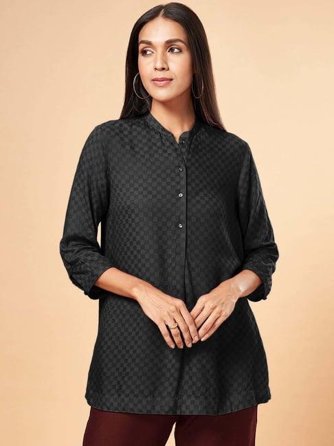 marigold lane black self pattern tunic