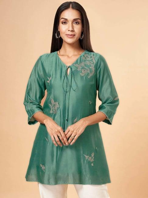 marigold lane sage green embroidered tunic