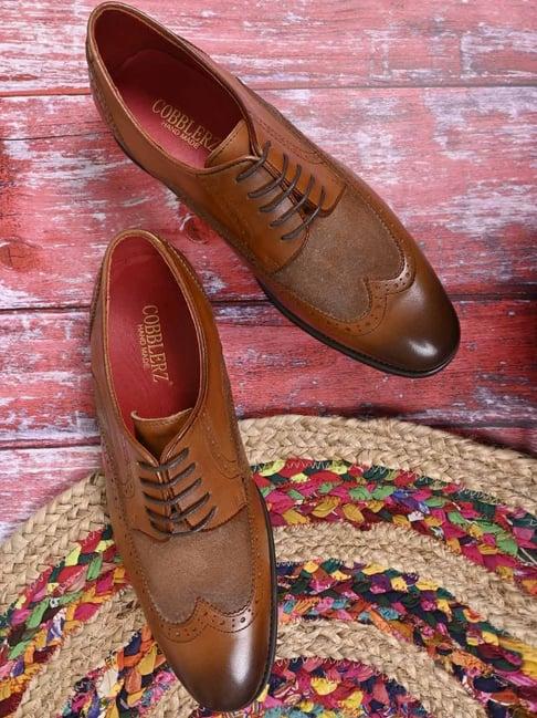 cobblerz men's tan derby shoes