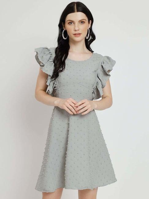 warthy ent grey self pattern a-line dress