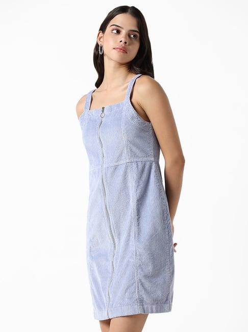 nuon by westside arctic blue ribbed bennifer dress