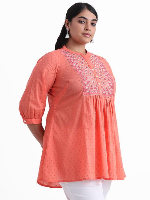 diza by westside coral embroidered phulkari top