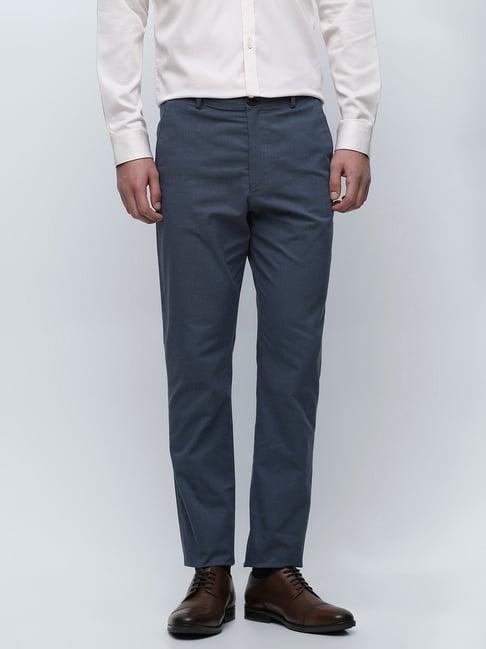 selected homme blue slim fit flat front trousers