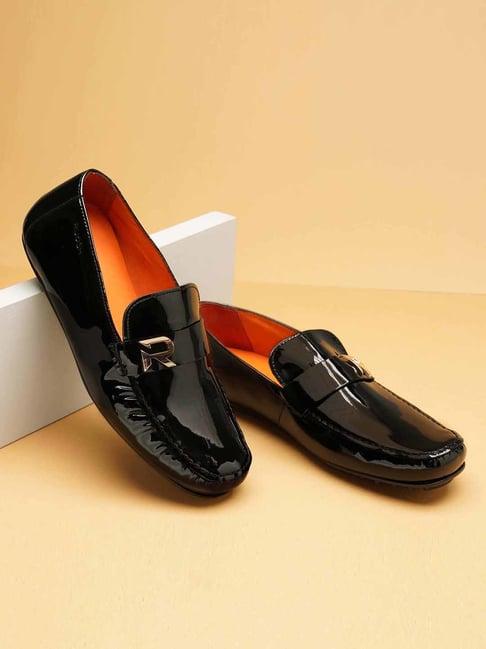 ruosh men's black casual loafers