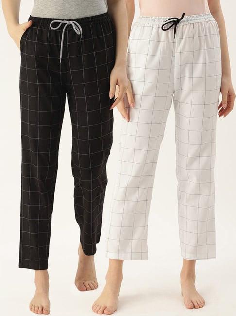 kryptic black & white check lounge pants - pack of 2