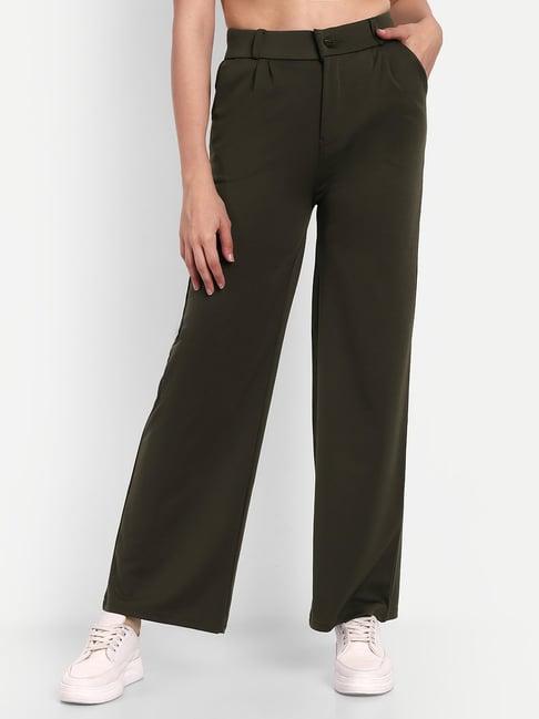 broadstar olive relaxed fit high rise trousers