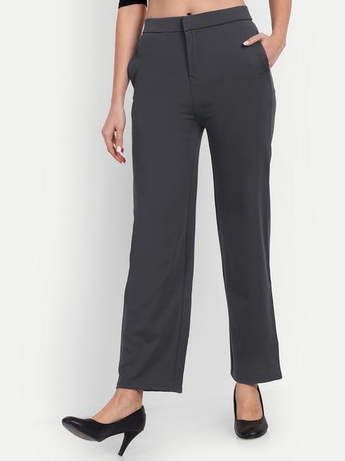 broadstar grey relaxed fit high rise trousers