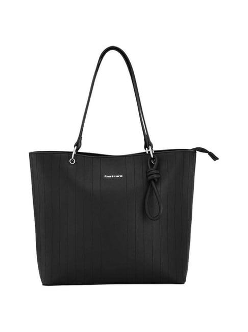 fastrack ss23 black striped medium tote handbag