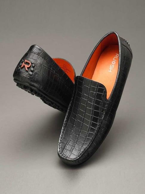 ruosh men's black casual loafers