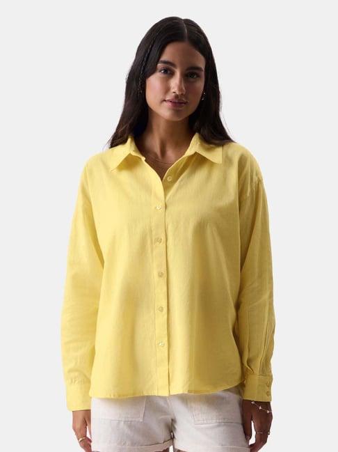 the souled store yellow cotton shirt