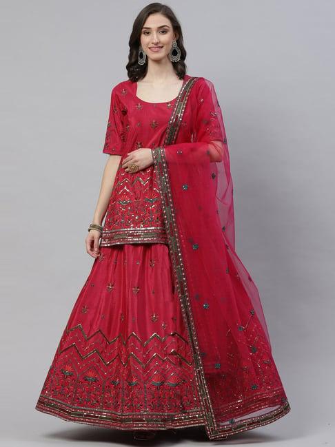 shubhkala pink embellished lehenga and choli set with dupatta