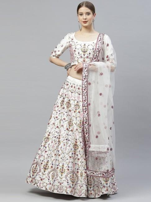 shubhkala white silk embroidered lehenga and choli set with dupatta