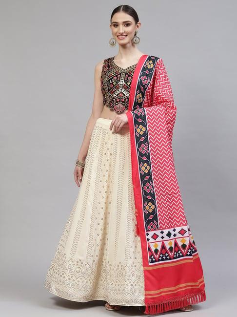 shubhkala beige embellished lehenga and choli set with dupatta