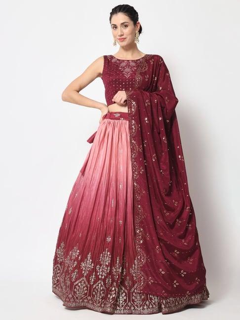 shubhkala pink printed lehenga and choli set with dupatta