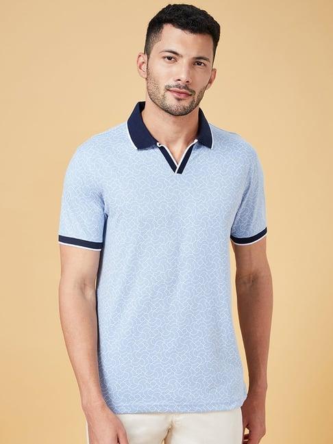 byford by pantaloons blue slim fit printed polo t-shirt