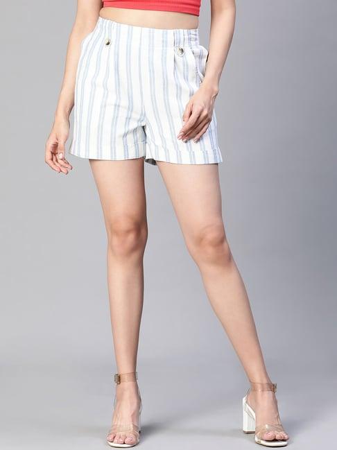 oxolloxo blue & white cotton striped shorts