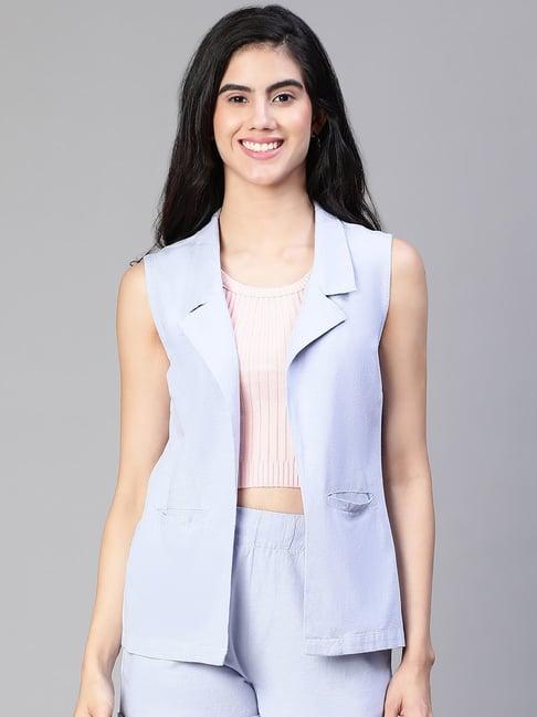 oxolloxo blue cotton regular fit waistcoat