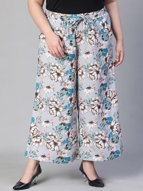 oxolloxo blue floral print mid rise palazzos