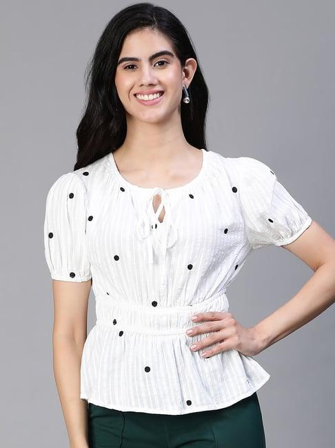 oxolloxo white & black cotton printed top