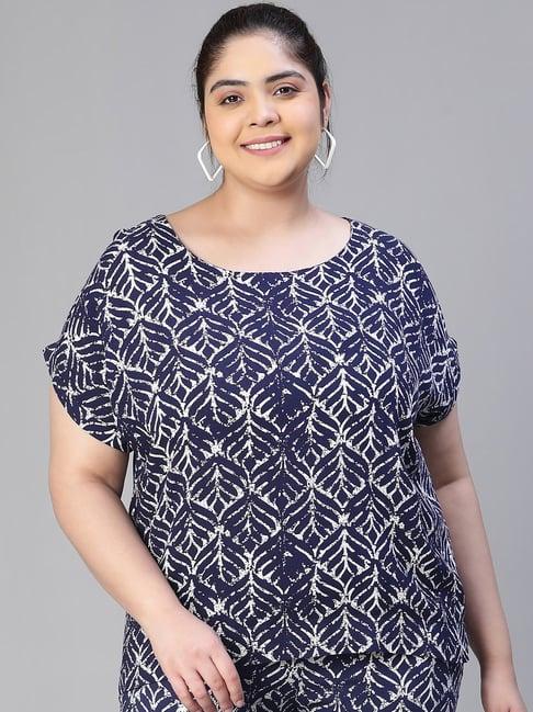 oxolloxo navy & white printed top