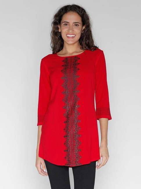 identiti red embroidered tunic