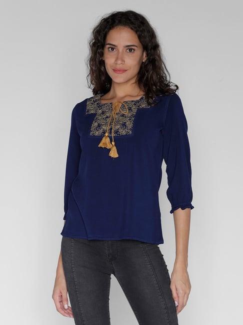 identiti navy embroidered tunic