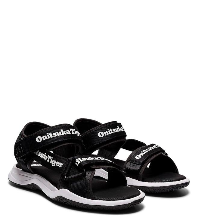 onitsuka tiger unisex ohbori black & white floater sandals