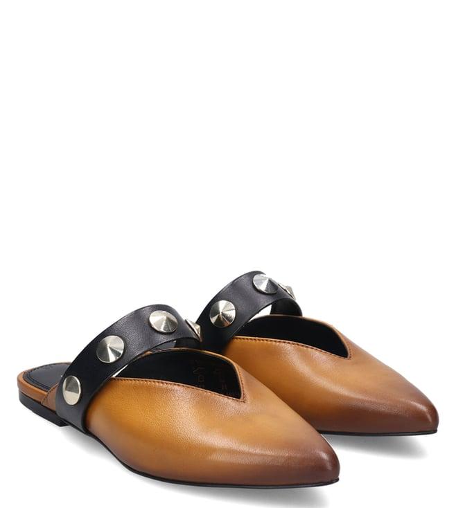 bagatt women's tabea rivets cognac & black mules