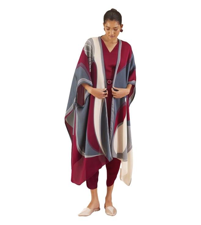 ampm wine bagh throw with top and pant set