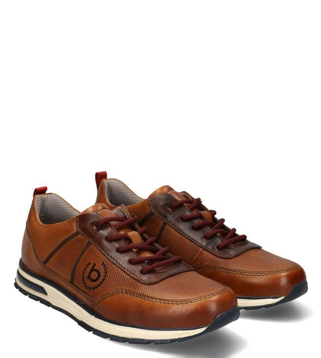 bugatti men's cunio logo leather cognac sneakers