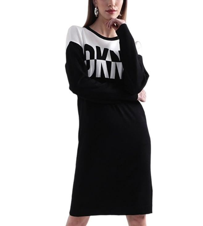 dkny black mix logo regular fit dress