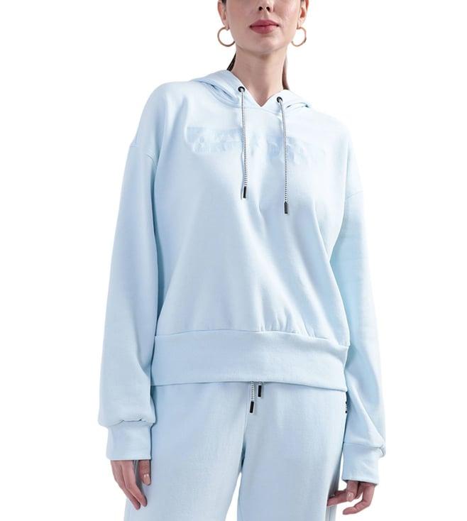 dkny light blue logo regular fit hoodie