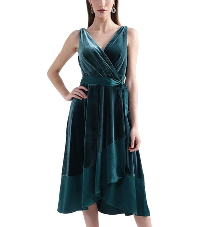 dkny dark green regular fit dress