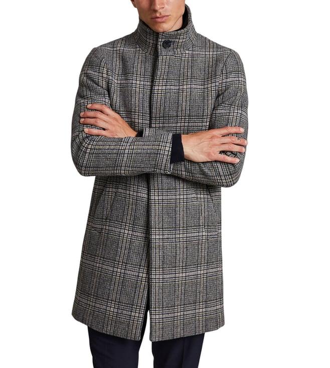 matinique grey checked regular fit coat