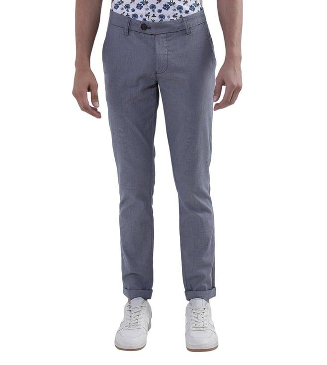 bruun & stengade blue slim fit flat front trousers