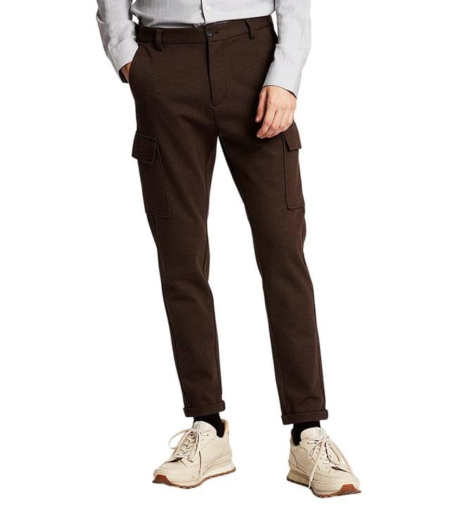 lindbergh brown slim fit cargos pants