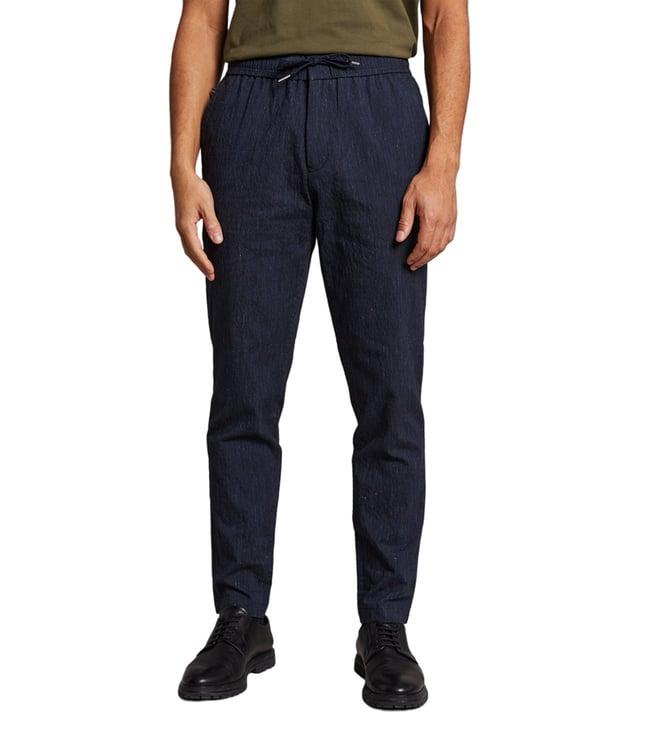 matinique navy blue regular fit drawstring trousers