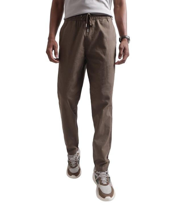 matinique brown regular fit drawstring trousers