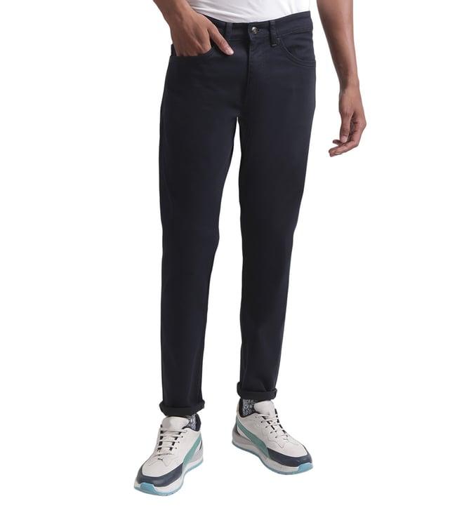 matinique regular straight navy blue mid rise jeans