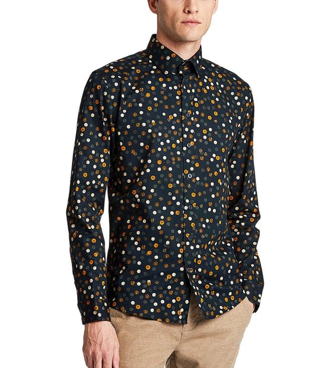 lindbergh black printed slim fit shirt