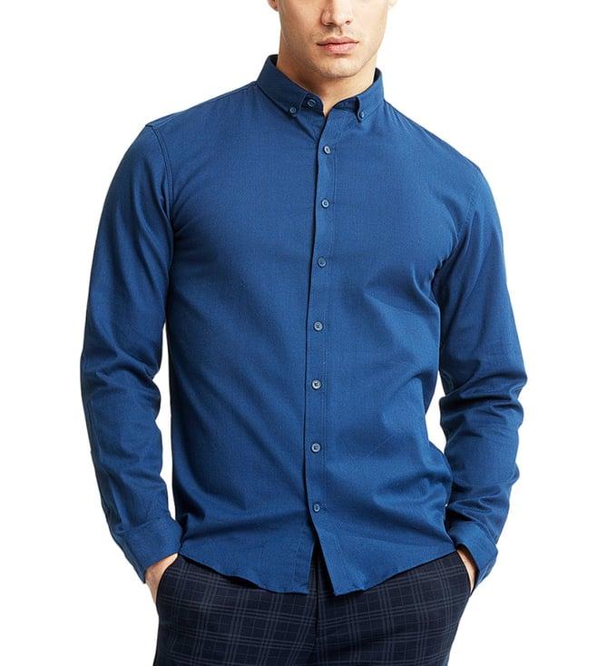 lindbergh navy blue slim fit shirt