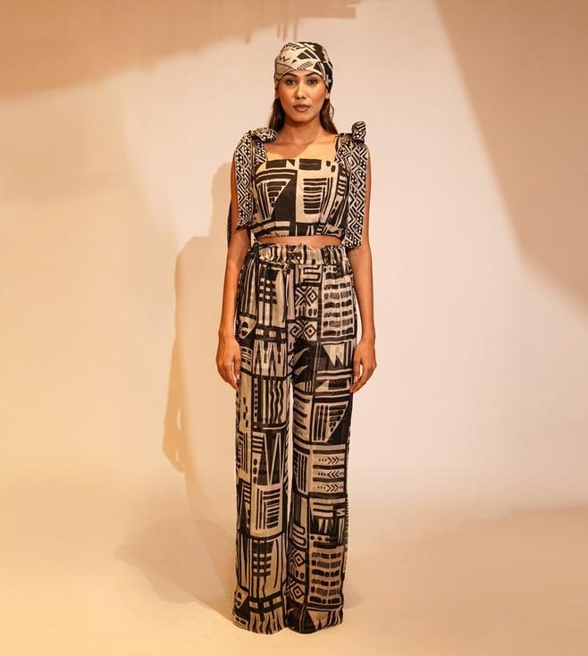 nikita mhaisalkar black & white wsn base aztec print pants