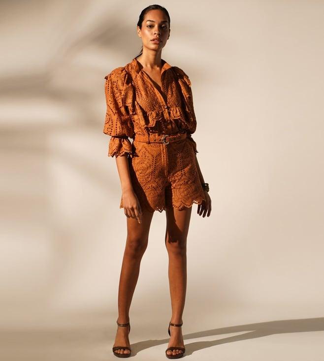 nikita mhaisalkar rust wsn shirt with shorts