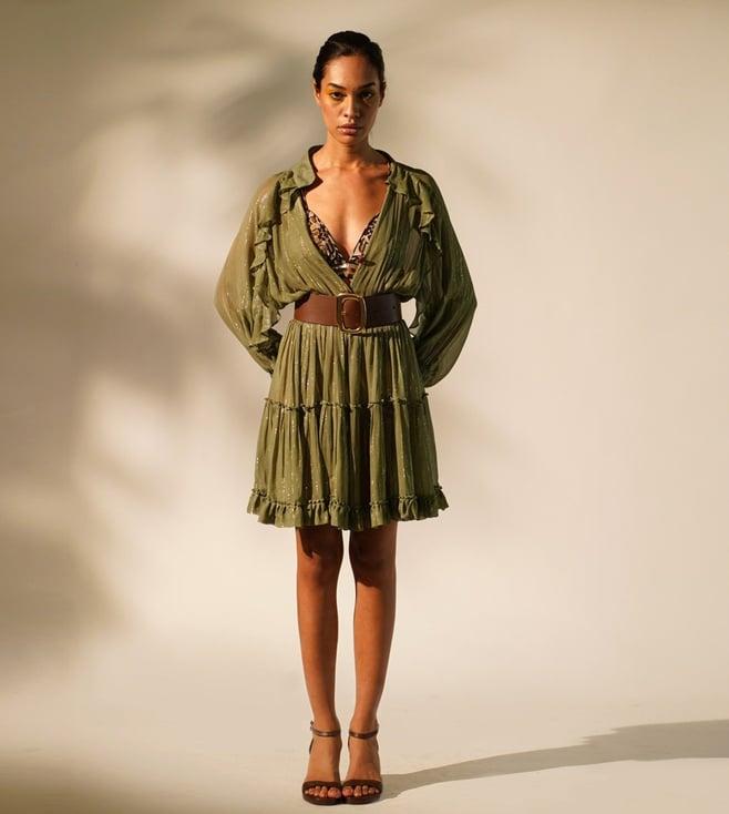 nikita mhaisalkar green wsn lurex short dress