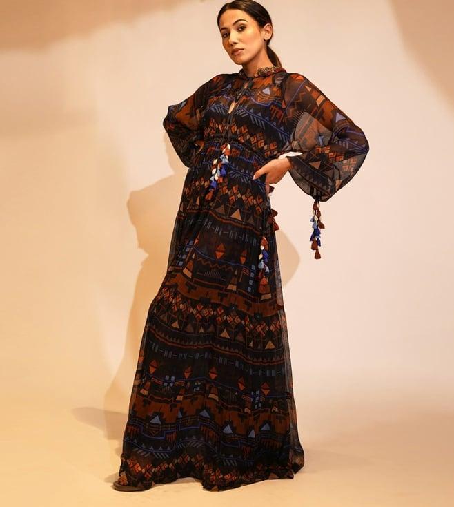 nikita mhaisalkar blue wsn aztec print maxi dress