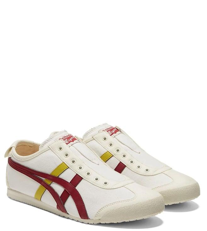 onitsuka tiger unisex mexico 66 slip-on cream & beet juice sneakers