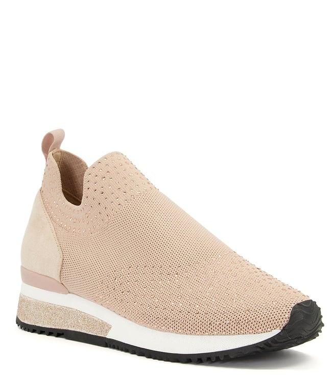 dune london women's ellas embelished rose gold sneakers