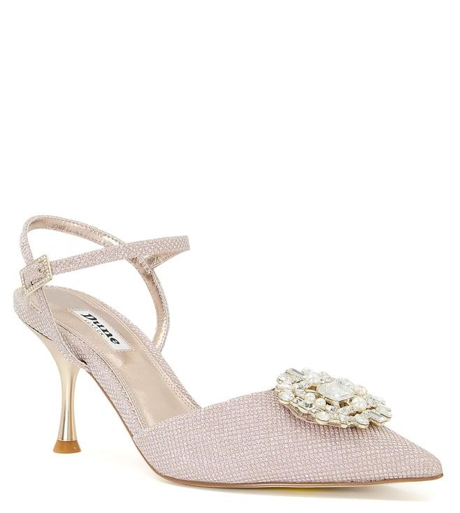 dune london women's cannes embelished rose gold ankle strap sandals