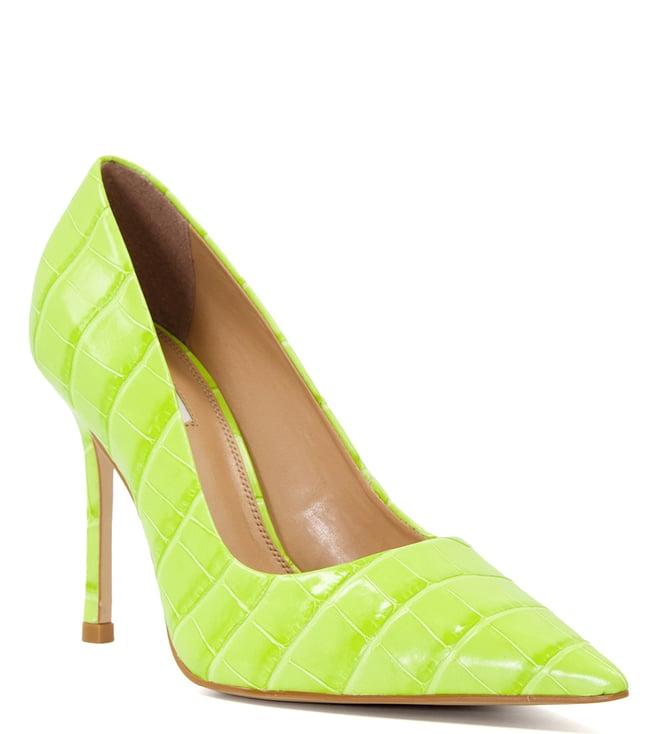 dune london women's bento lime green pumps (animal attack)