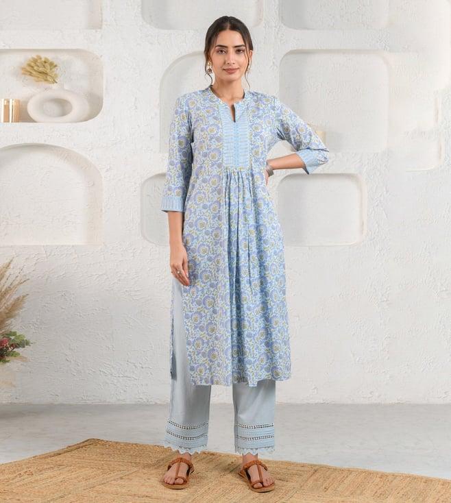 prakriti jaipur blue gathered kurta